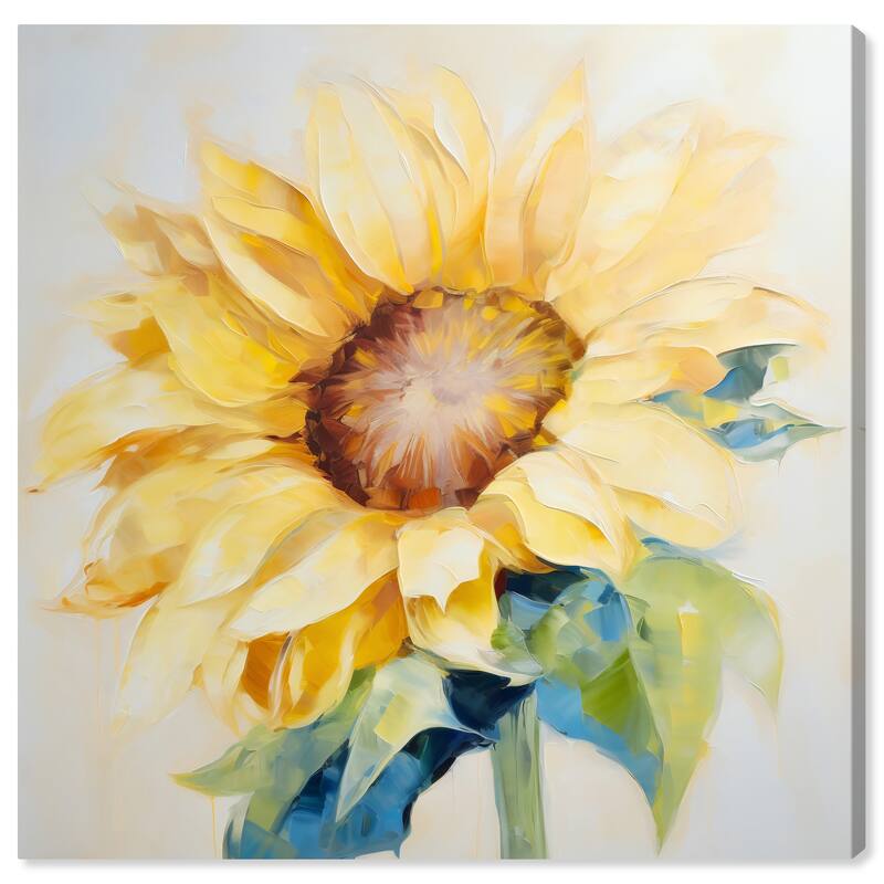 Wynwood Studio Canvas Floral and Botanical This Time Sunflower Yellow and Rustic Wall Art Canvas Print