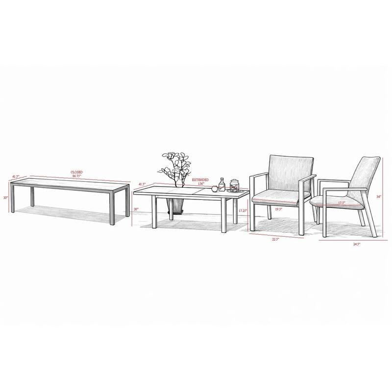 Bailey Light Grey 9-Piece Aluminum Outdoor Dining Set with Sling Set in Midnight Grey - N/A