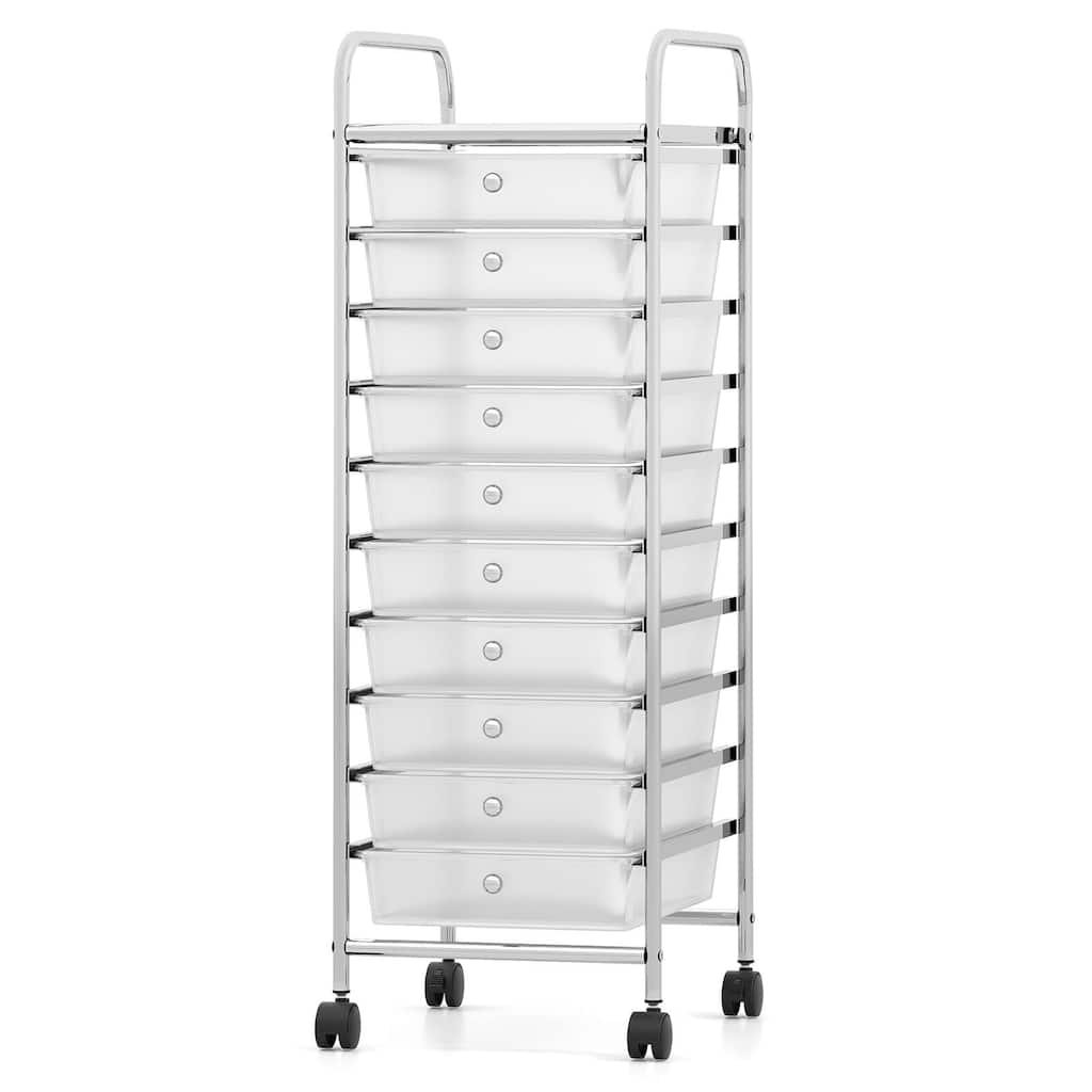 Costway Rolling Storage Cart with Chrome Plated Metal Frame & Lockable - See Details