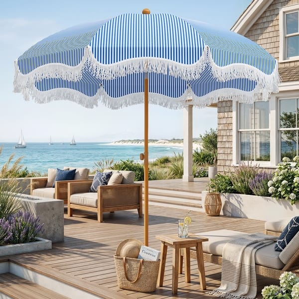 can you use a patio umbrella on the beach Myrtyracle Fringe 6ft Outdoor White Umbrella UV50+ Protection Boho Beach Umbrellas for Sand with Tassels Portable Pool Umbrella with Bag Sunshade Tilt Table Umbrellas for Outside : Patio Beach Umbrella Safety | ShelterLogic