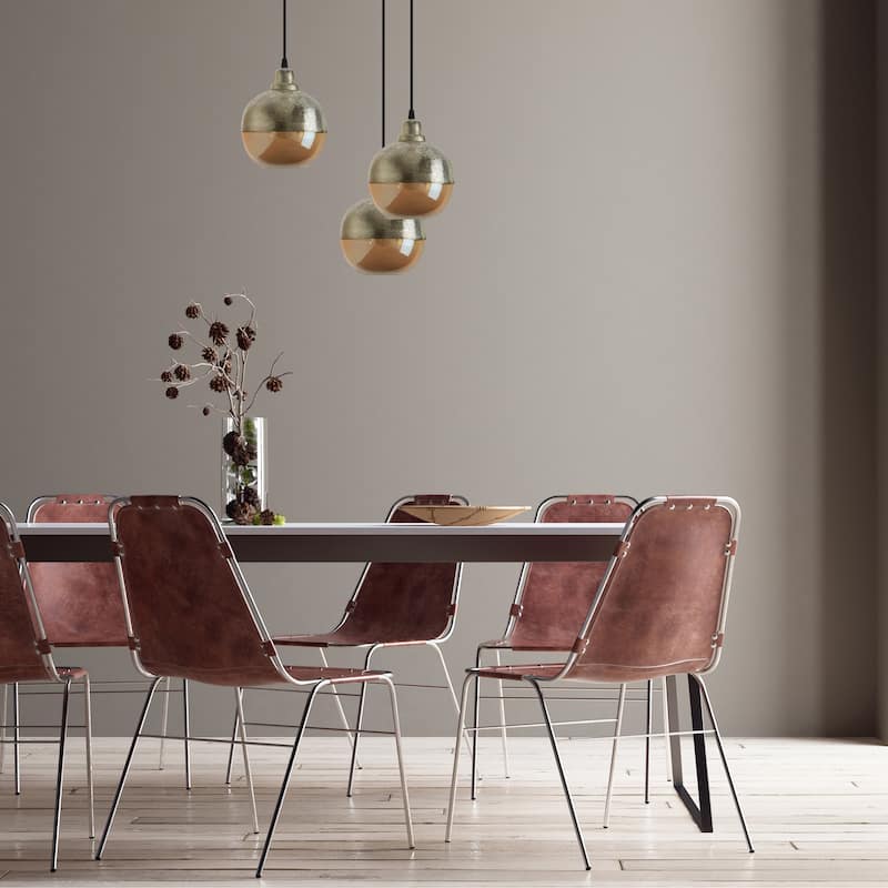 Arla River of Goods Silver and Amber Globe-Shaped Retro Pendant Lamp - 6.8" x 6.8" x 10.25/69.25"