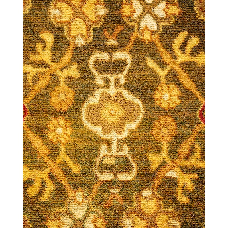 Overton Hand Knotted Wool Vintage Inspired Traditional Ottoman Gold Area Rug - 4' 1" x 6' 2"