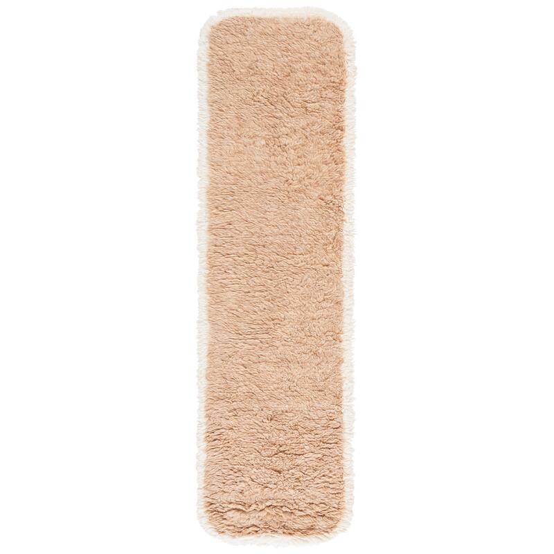 SAFAVIEH Handmade Casablanca Aoiffe Shag Wool 1.8-inch Rug - 2'3" x 8' Runner - Rust/Ivory