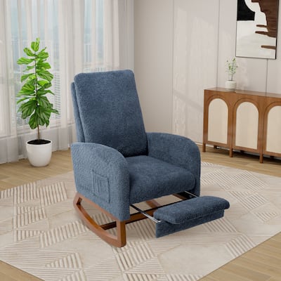 25.4"W High Back Rocking Chair with Retractable Footrest