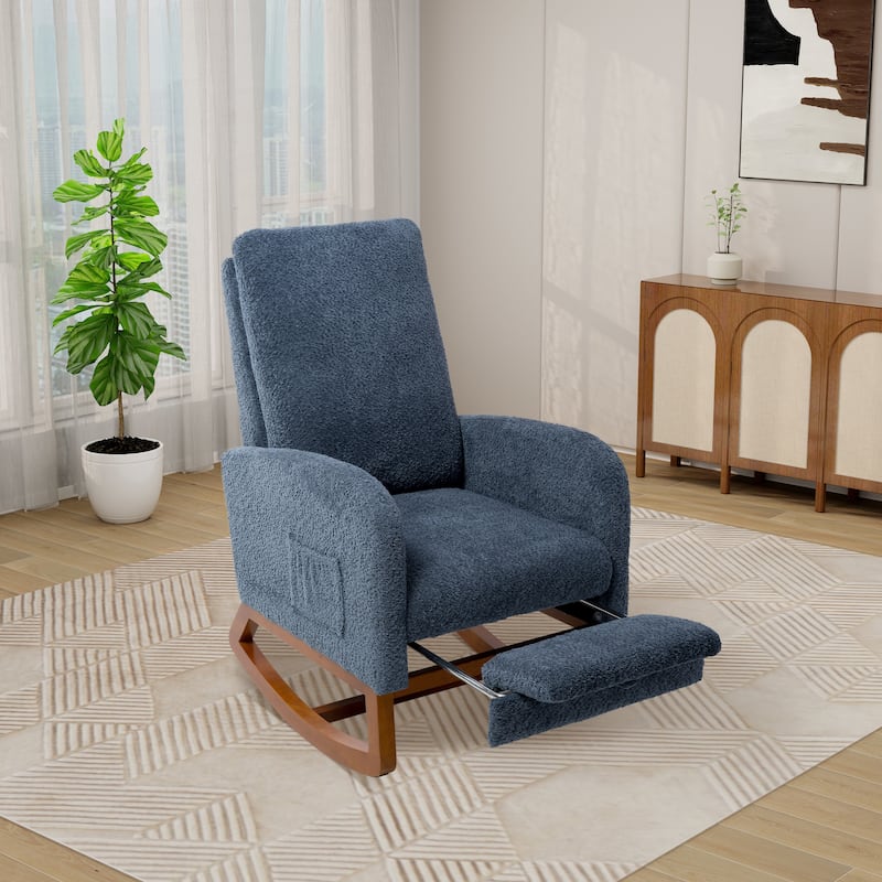 Rocking Accent Armchair with Wood Legs