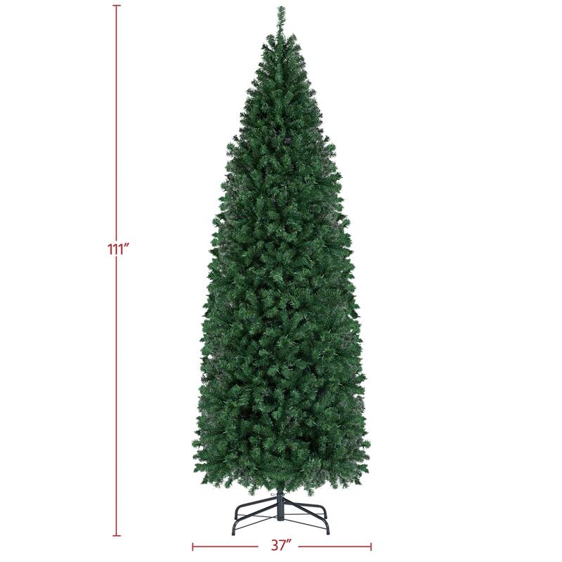 Yaheetech Pre-lit Artificial Christmas Tree Slim Tree Hinged Spruce