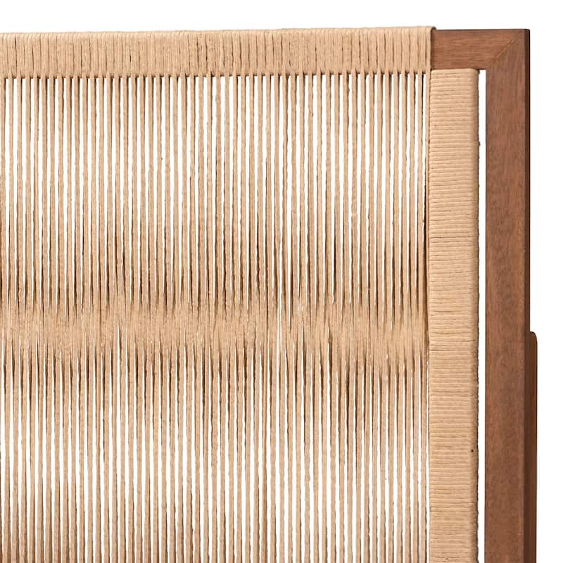 Holitz Natural Rope Woven Headboard - Mountable Bed Backboard with Bayur Wood Frame, Modern Boho Accent for Bedroom Decor