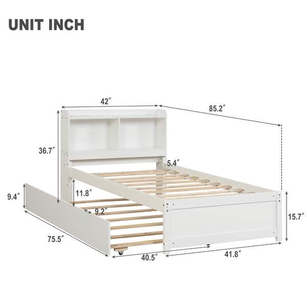 dimension image slide 0 of 3, win Bed with Trundle and Bookcase