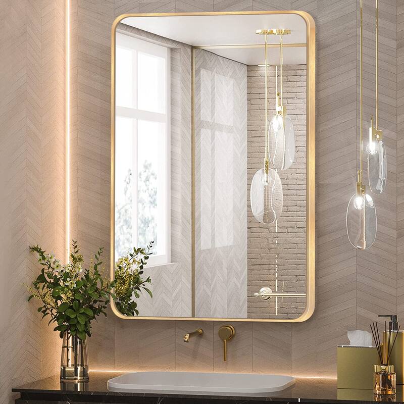 2 Pack Bathroom Rectangle Mirror Wall Mounted - 30X40 - Gold
