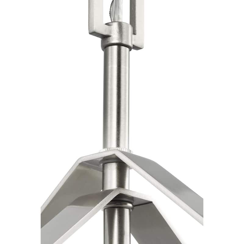 Vertex Collection One-Light Brushed Nickel Clear Glass Contemporary Foyer Light - 12 in x 12 in x 22.5 in