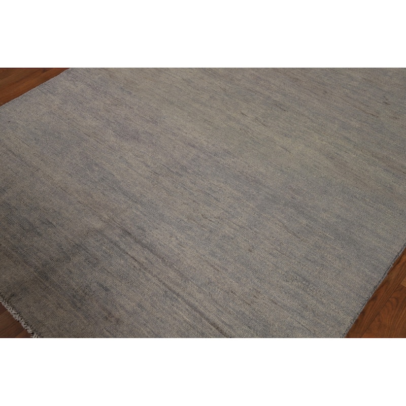 Gray Modern Gabbeh Oriental Area Rug Handmade Wool Carpet - 4'10" x 6'5"