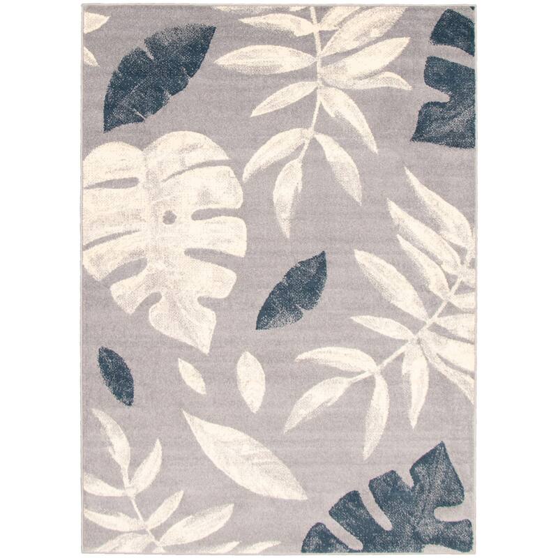 ECARPETGALLERY Presly Transitional Rug - 7'10" x 10'2" - Silver/ Petrol