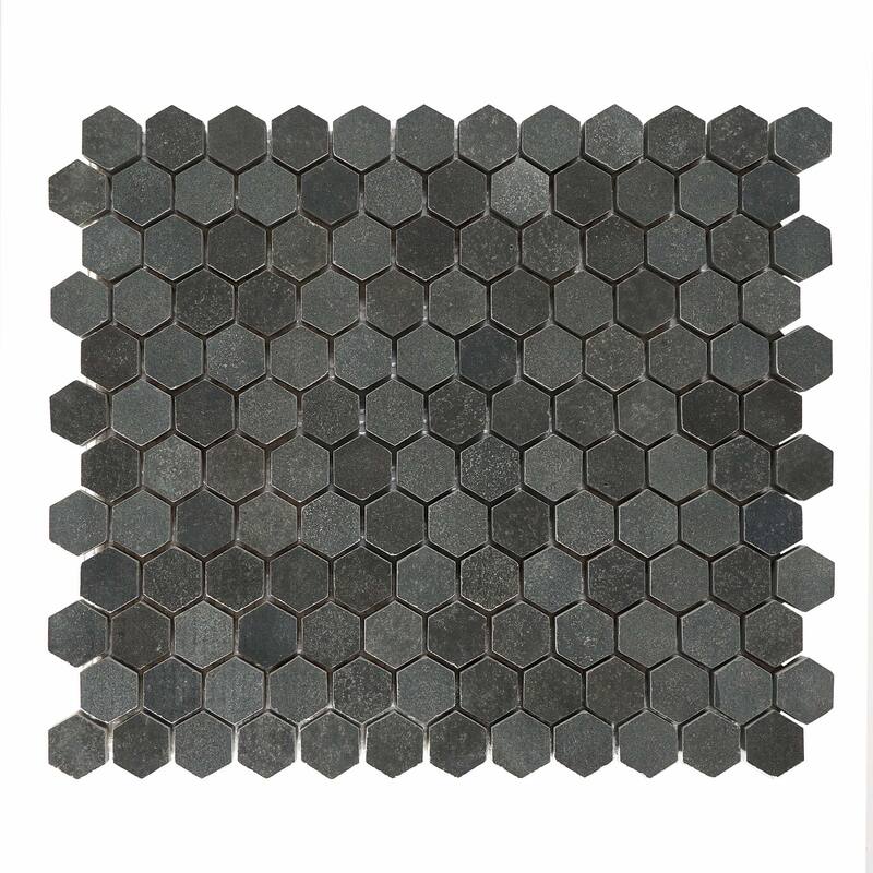 Vulcan Black 1 Inch Hexagon Honed Mosaic Tile