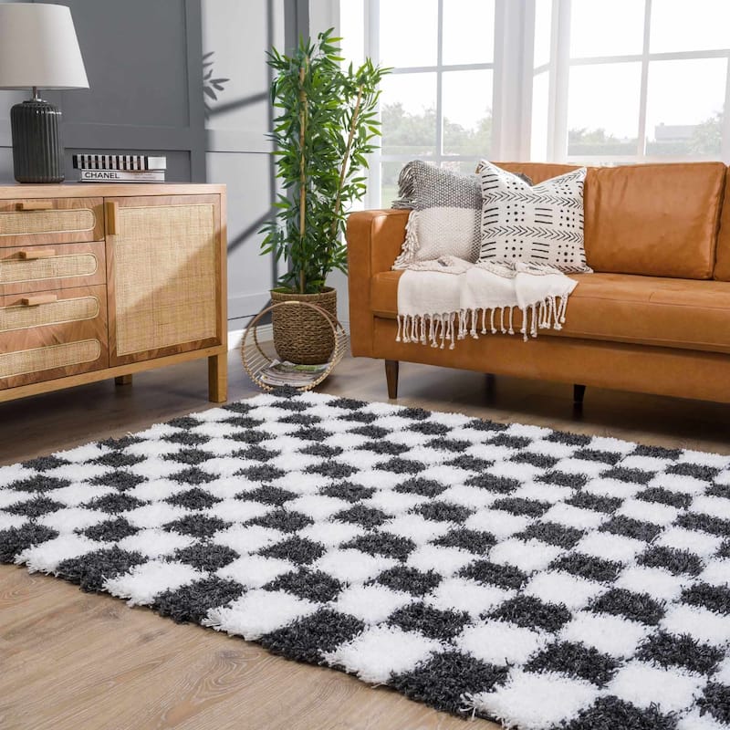 Hauteloom Atira Living Room, Bedroom Area Rug - Contemporary - Plush Pile - Light Gray,Cream - 7'10" x 10'3"