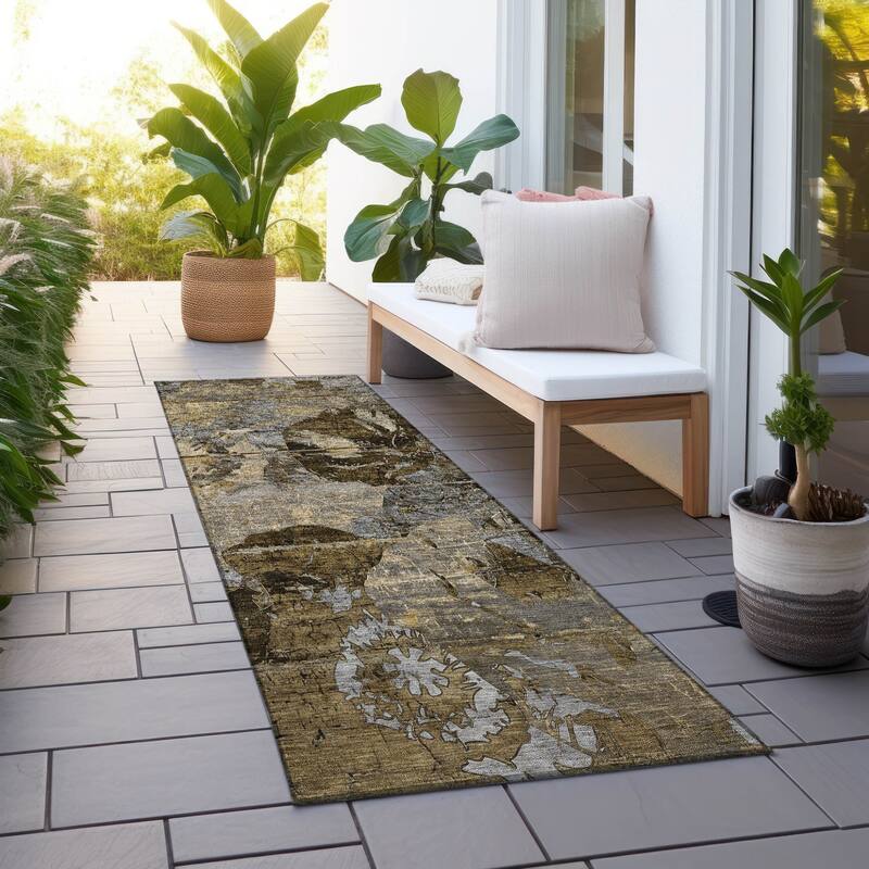 Rane Modern Art-Inspired Weather Resistant Timeless Fusion Runner Outdoor Rug