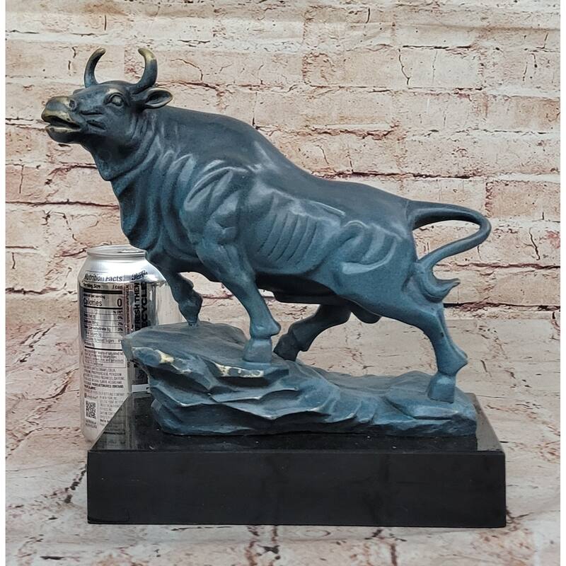 Standing Bull Bronze Sculpture - Powerful Animal Symbol Art By Milo
