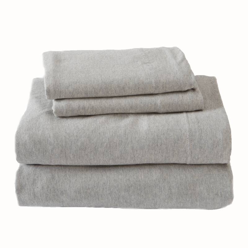 Premium Heathered Melange T-Shirt Jersey Knit Sheet Set - Twin XL - Light Grey