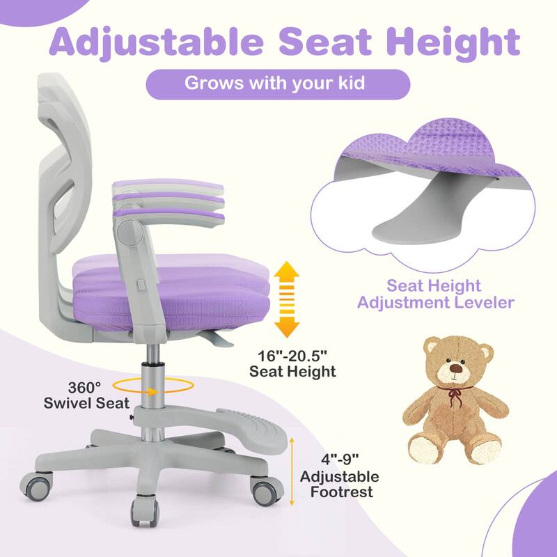 Costway Kids Desk Chair Children Study Chair with Adjustable Height, - See Details