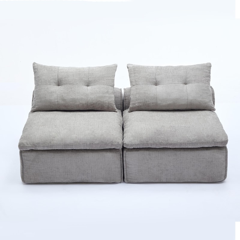 GDFStudio - Chenille Modular 2-Seater 66" Armless Lounge Loveseat Sofa