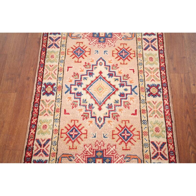 Kazak Accent Rug Hand-Knotted Traditional / Geometric Wool Carpet - 2'0" x 3'2"