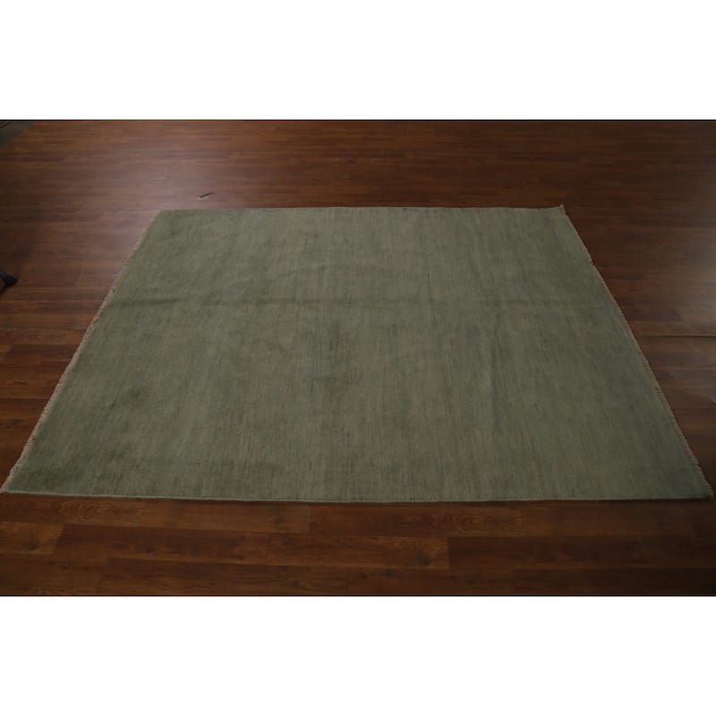 Modern Gabbeh Oriental Rug Handmade Green Wool Carpet - 4'11" x 6'5"