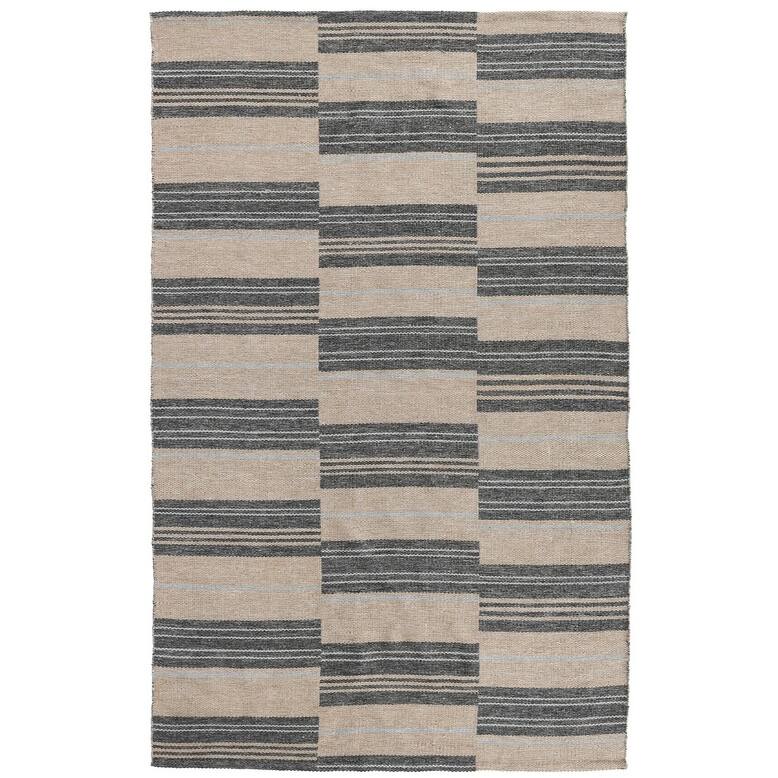 Boulder Indoor Outdoor Handwoven Stripe Area Rug by Kosas Home - 8' x 10' - Charcoal