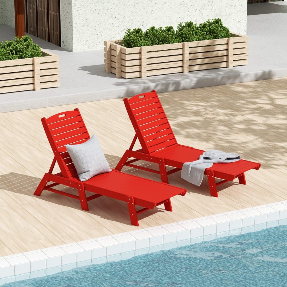 Laguna Hdpe All Weather Outdoor Patio Pool Reclining Armless Chaise Lounge (Set Of 2)