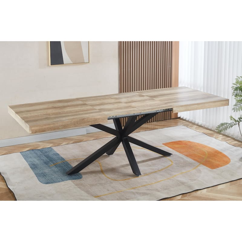 94.48"L Wood Extendable Dining Table with Metal Leg