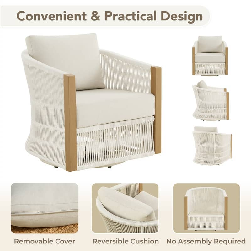 Carlos Outdoor Patio Furniture Bistro Set Swivel Chair