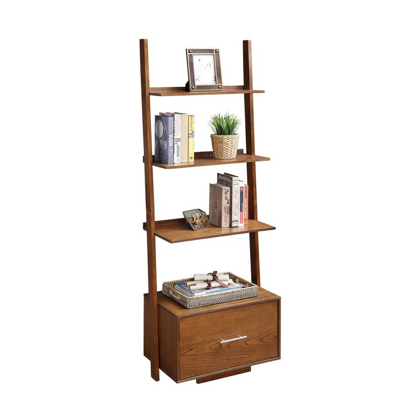 Convenience Concepts American Heritage Ladder Bookshelf with File Drawer