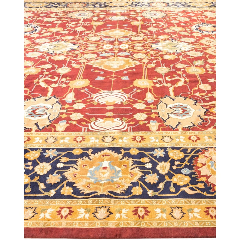 Overton Hand Knotted Wool Vintage Inspired Traditional Mogul Red Area Rug - 12' 0" x 18' 0"
