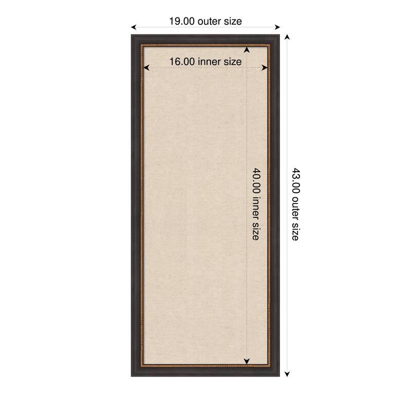 Amanti Art Framed Fabric Pinboard Natural Linen Printed Bulletin Board - Board Size 16 x 40 - Ashton Black