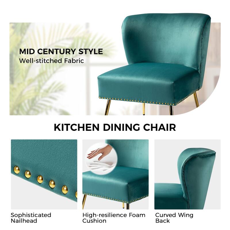 Celtia Modern Velvet Accent Side Chair with Nailhead Trim by HULALA HOME