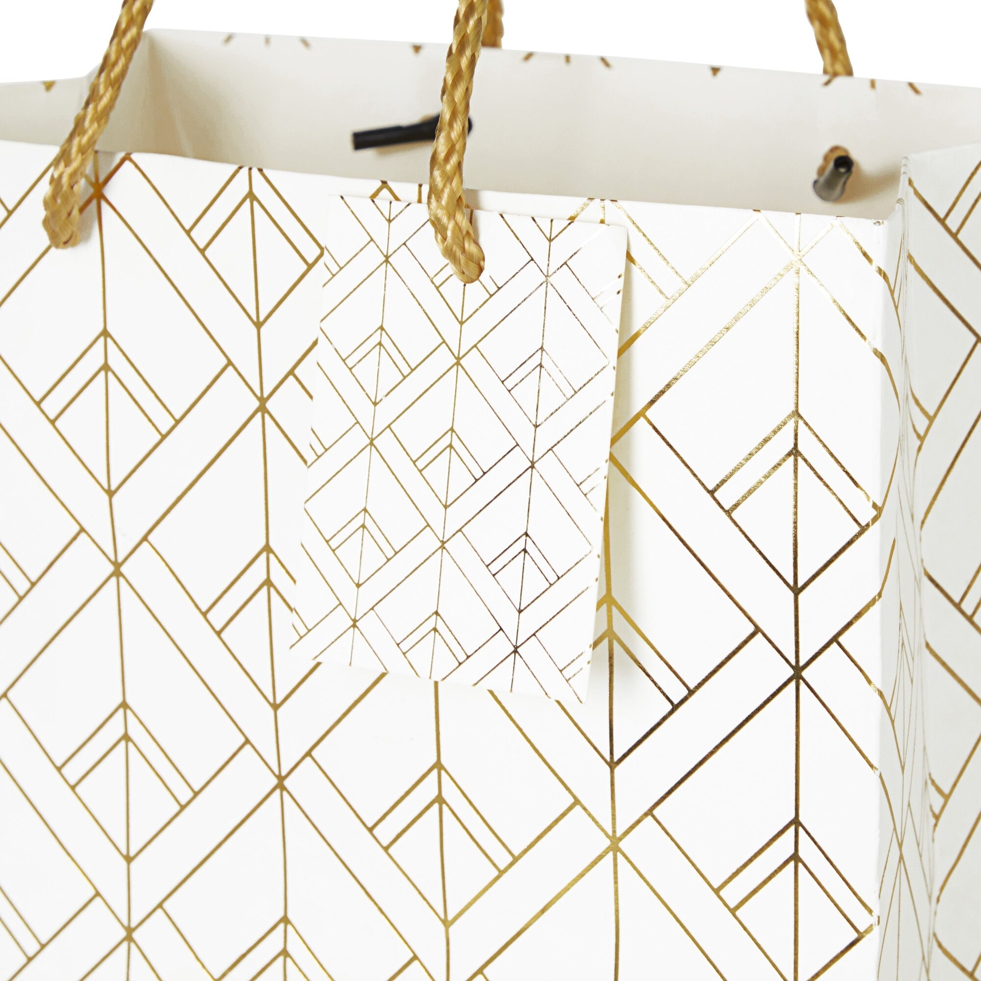 50 Pack Elegant Wine Gift Bags - 4x4x13.8 Inch Gold Foil White Paper Bags With Handles