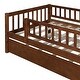 preview thumbnail 9 of 46, Wooden Daybed, Twin Sofa Bed with Trundle and Fence Guardrails for Kids Teens Adults, Wood Slat Support, No Box Spring Needed