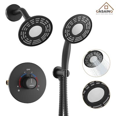 CASAINC 2-Spray 5 in. Shower Faucet Kit Wall Mounted Fixed and Handheld Dual Shower Heads 1.8 GPM - 5" x 5"