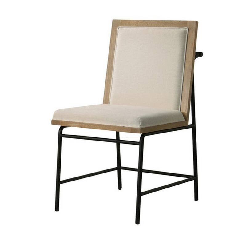 Tete Dining Table Set with 4 Chairs, Solid Wood Round Top, Black Metal Base