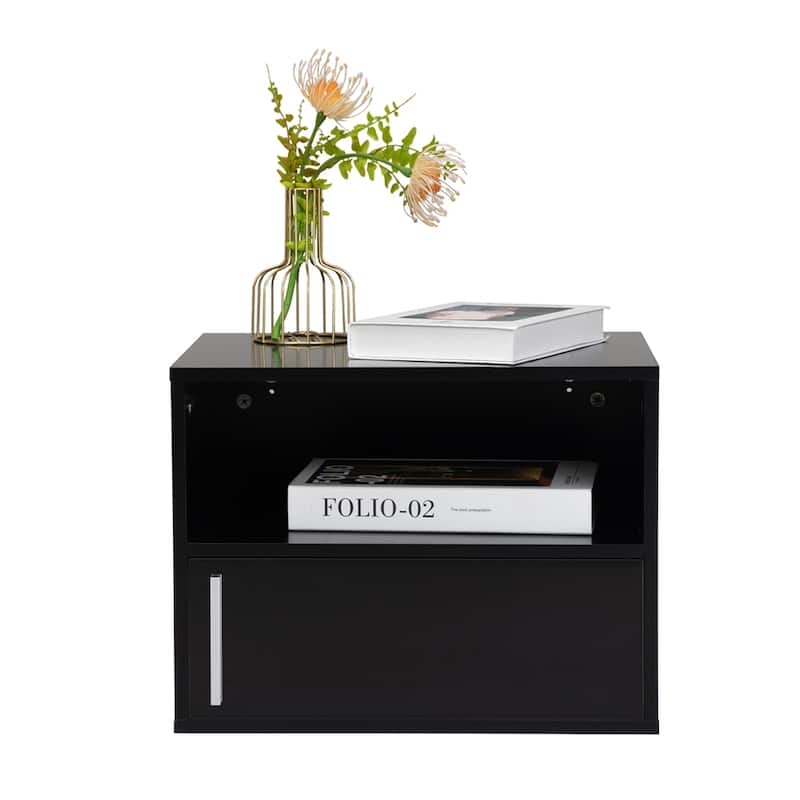 Wall-Mounted Wood Nightstand with Swing Door (Set of 2)