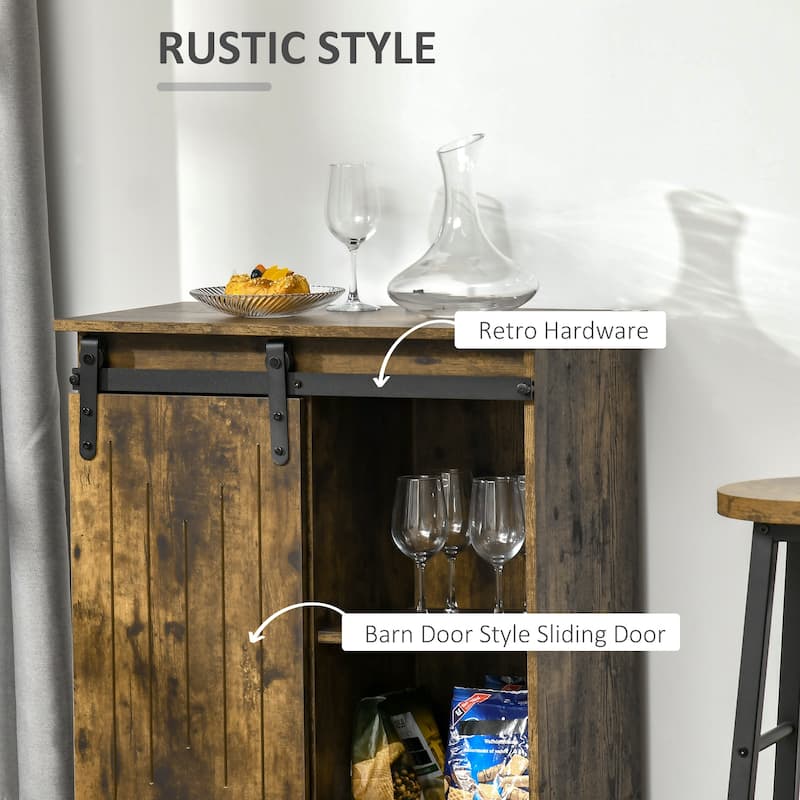 Industrial Wine Rack Sideboard with Sliding Barn Doors and Cabinets Storage Buffet for Dining Room Home Bar