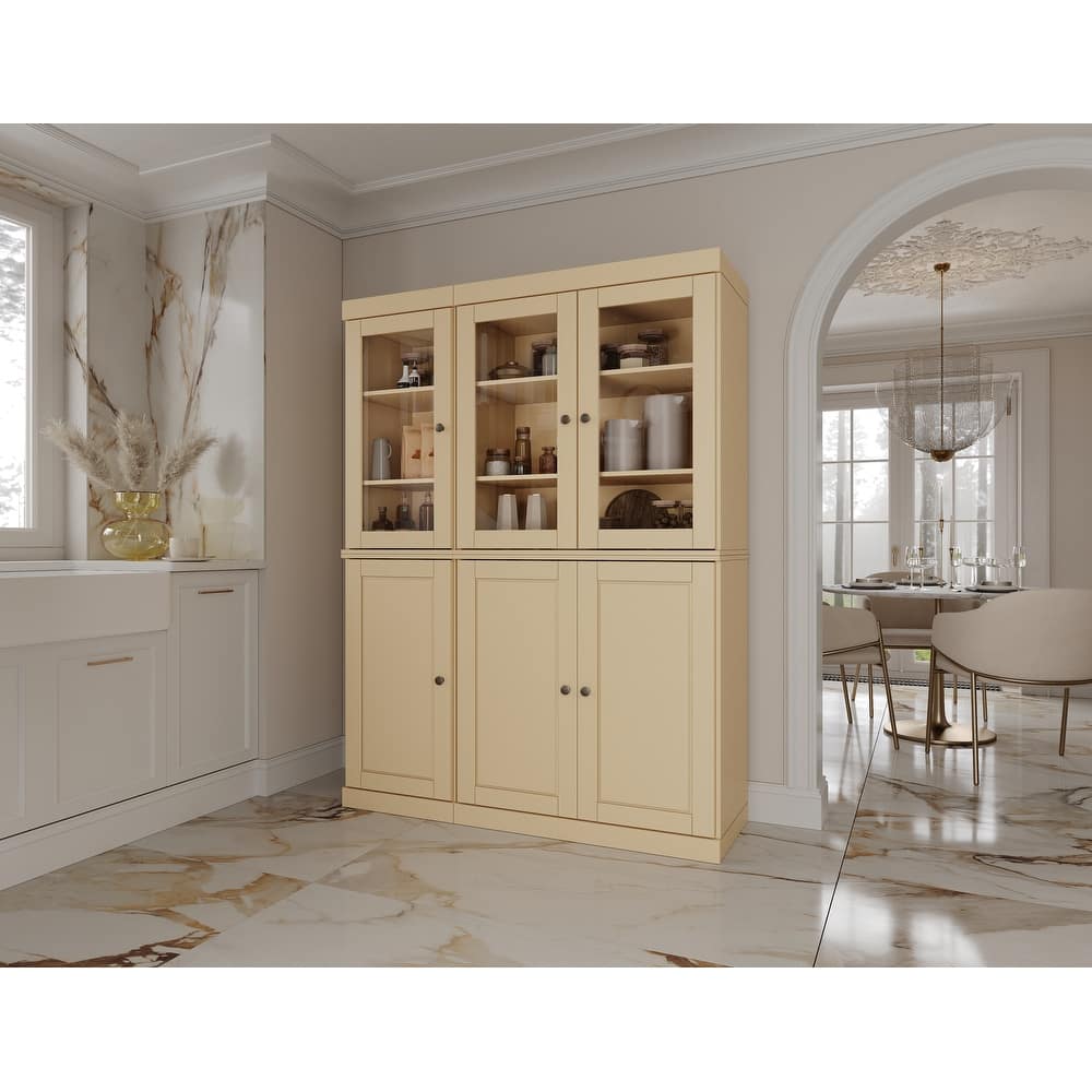 Palace Imports 100% Solid Wood Pantry China Cabinet, Raised Panel & Clear Glass Doors, 48.5" Wide, 71.5" Tall - 48.5" x 71.5"