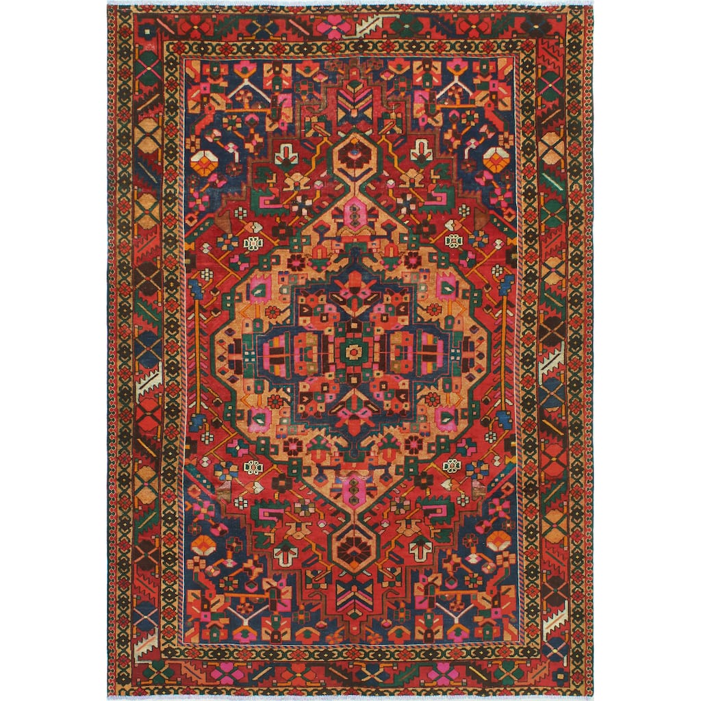 Fine Vintage Bakhtiari Alder Red/Navy Rug - 6'6" x 9'5"