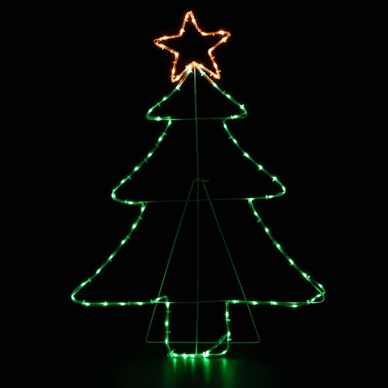 38.5" Lighted Christmas Tree Silhouette Outdoor Christmas Decor - White