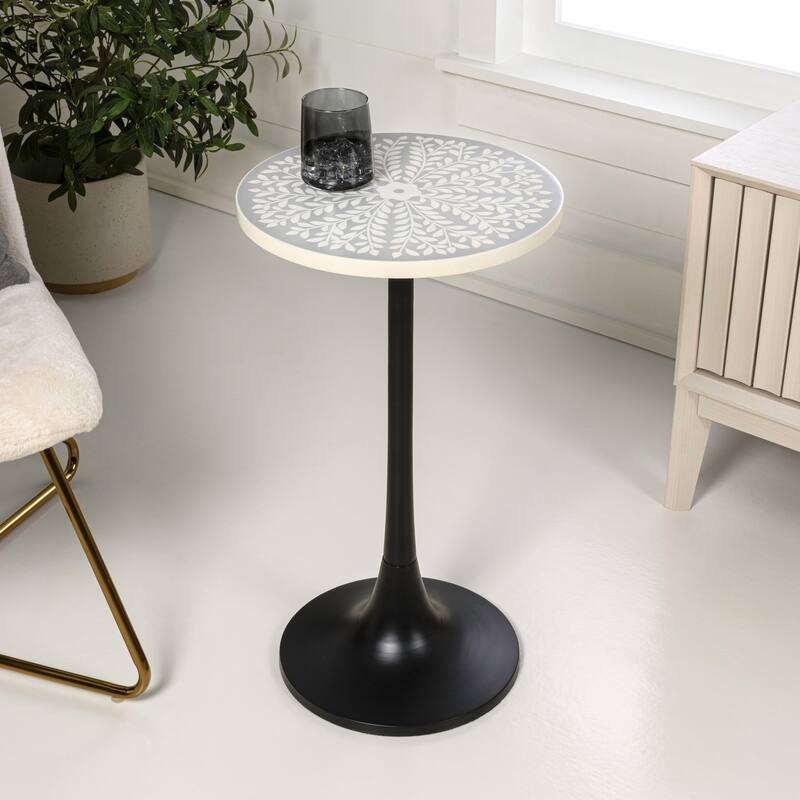 Miles 25" Modern Bohemian Metal/Resin Inlay Top End Table, by JONATHAN Y