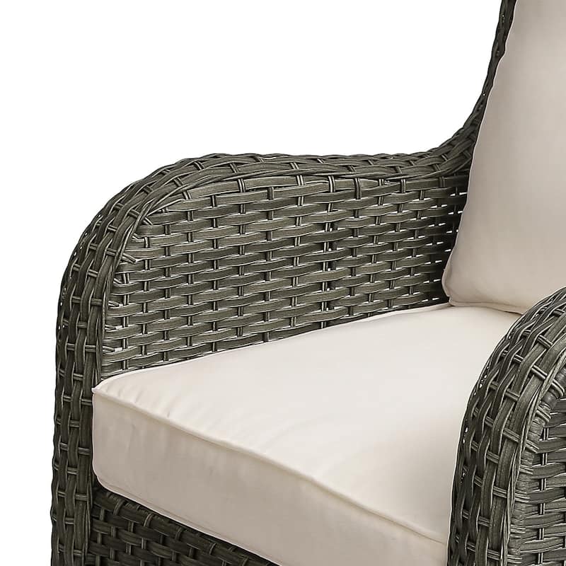Patio Rattan Chairs Outdoor Wicker Swivel Rocker with Cushion