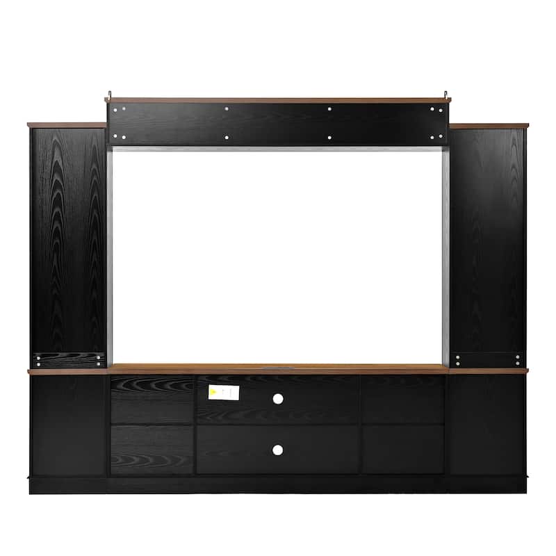 98.8" W Wall Unit Entertainment Center with Bookshelves for TVs up to 80", Modern TV Stand Media Console