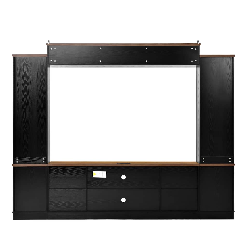 Modern 98.8" W Wall Unit Entertainment Center with Bookshelves for TVs up to 80"