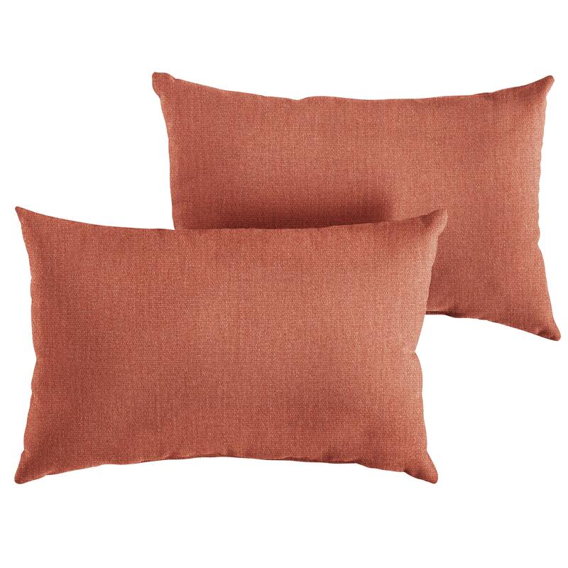 Sorra Home Sunbrella Outdoor Knife Edge Pillow Set of 2 - Sunbrella - Canvas Natural/Canvas Taupe - 14 in H x 24 in W x 6 in D