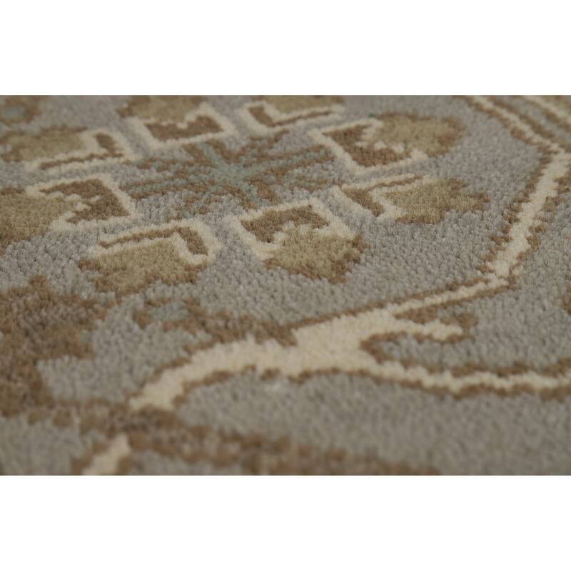 Ivory Oushak Indian Area Rug Handmade Wool Carpet - 8'1"x 9'8"