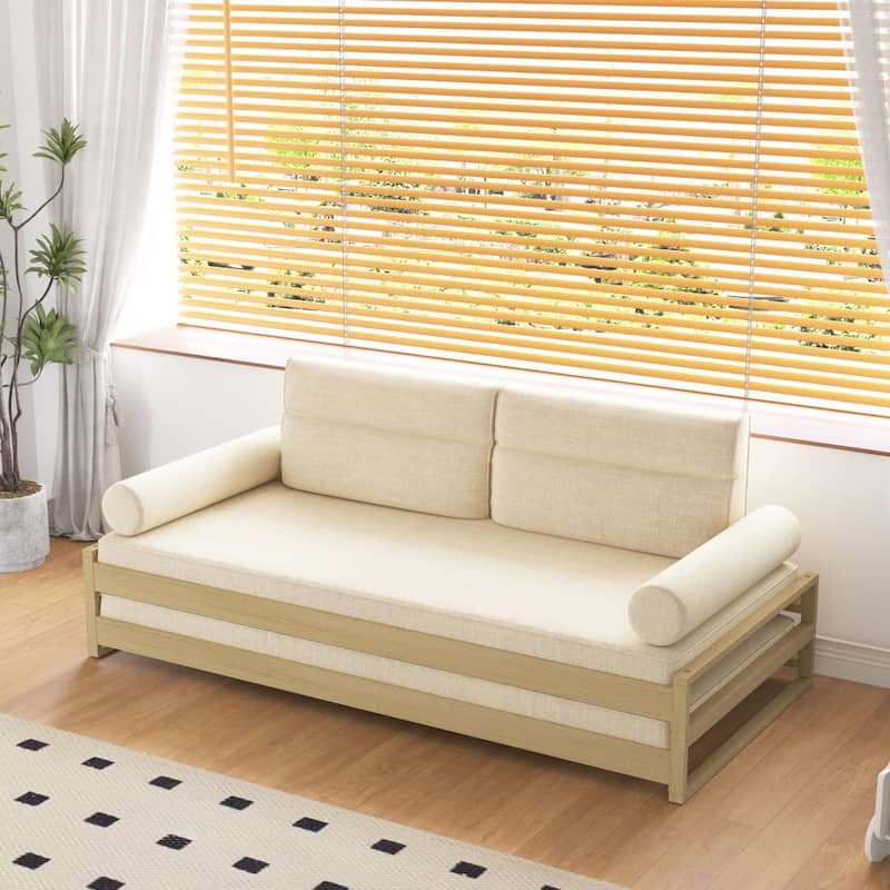 82.67in. stackable sofa bed, removable and washable cotton-linen fabric