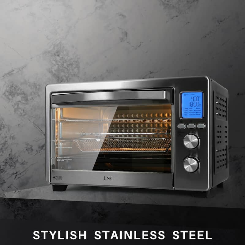 LNC 12-In-1 Large 34QT Countertop Toaster Oven Convection Rotisserie Air Fryer - 19.5" L x 15" W x 12.5" H